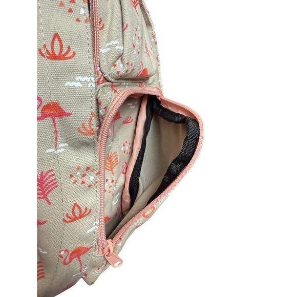 KAVU Sling Back Rope Bag Chillin' Flamingo Print Pink Peach Beige - Picture 6 of 6